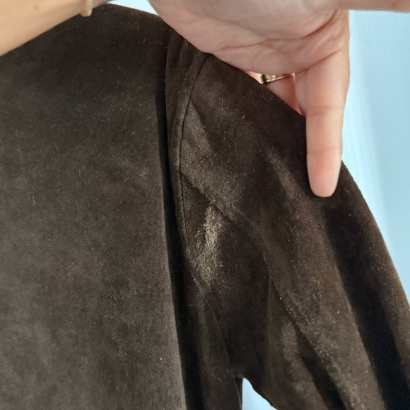 Vintage 100% genuine suede chocolate brown button down - Picture 7 of 7